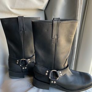 Ride Tecs black boots, motorcycle boots, O ring ankle harness, mens 10.5